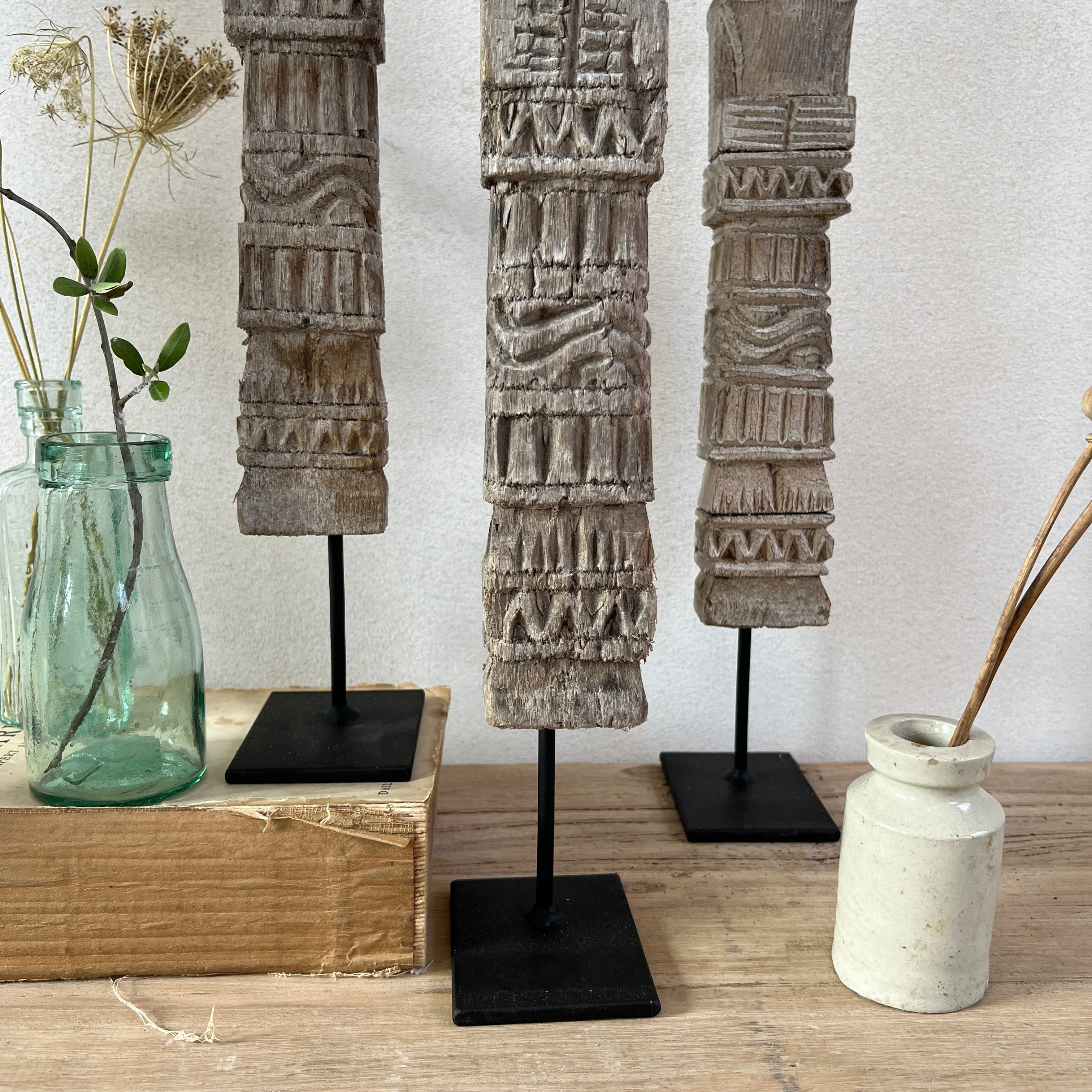 Vintage Balinese wooden statue on stand - Image 6