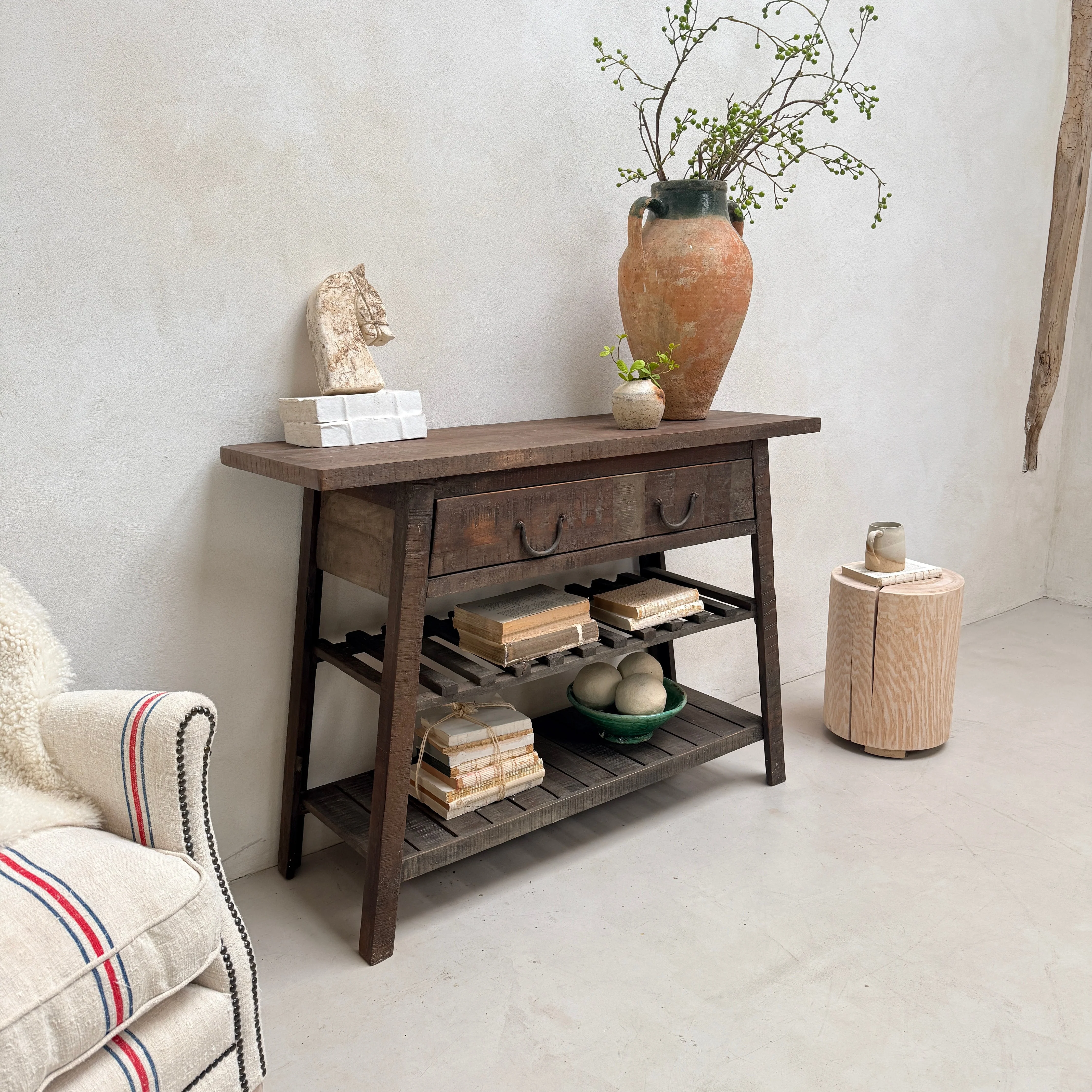 Vintage Dark Wood Hallway Console table | Archie - Image 2