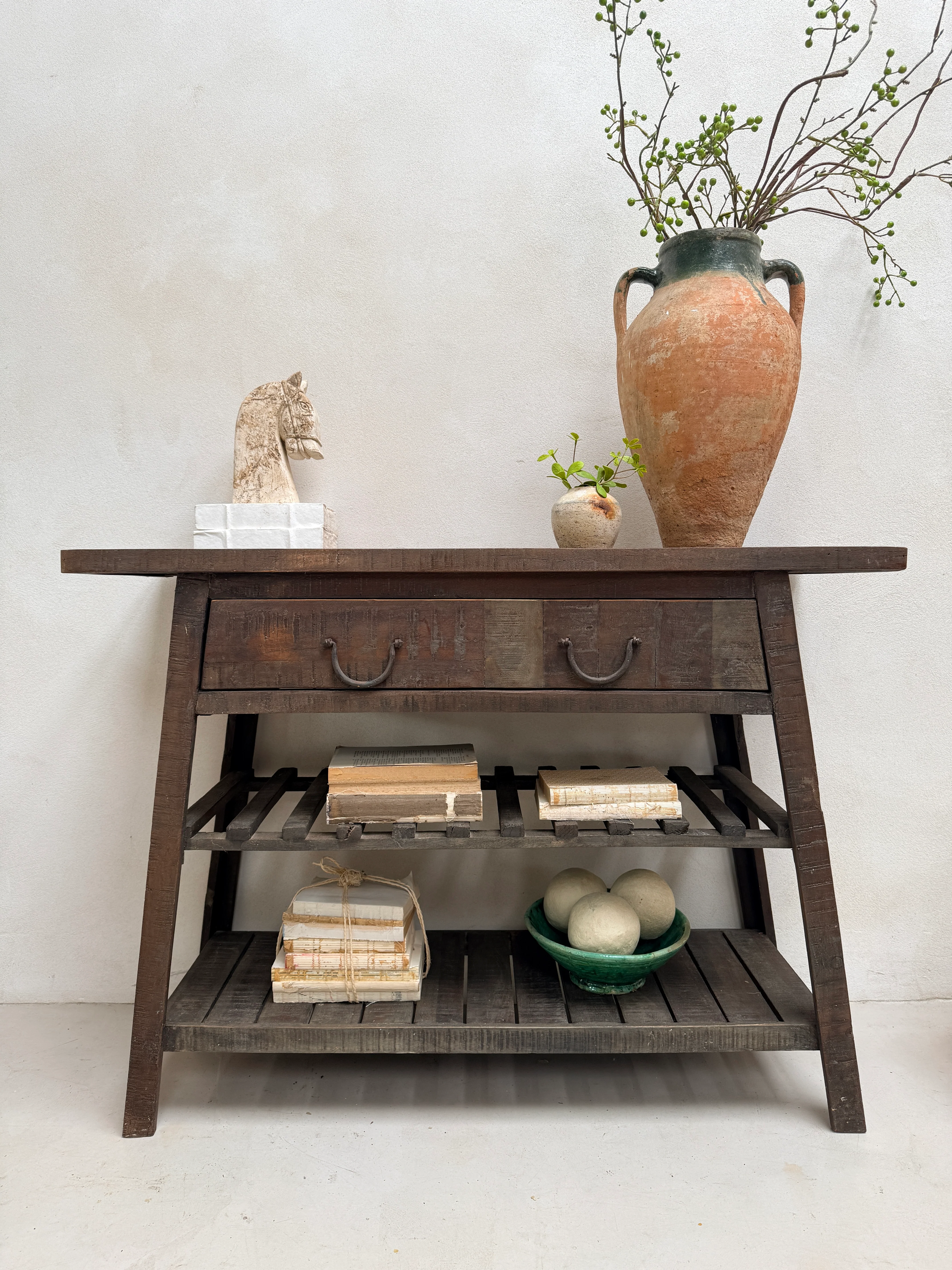 Vintage Dark Wood Hallway Console table | Archie - Image 4