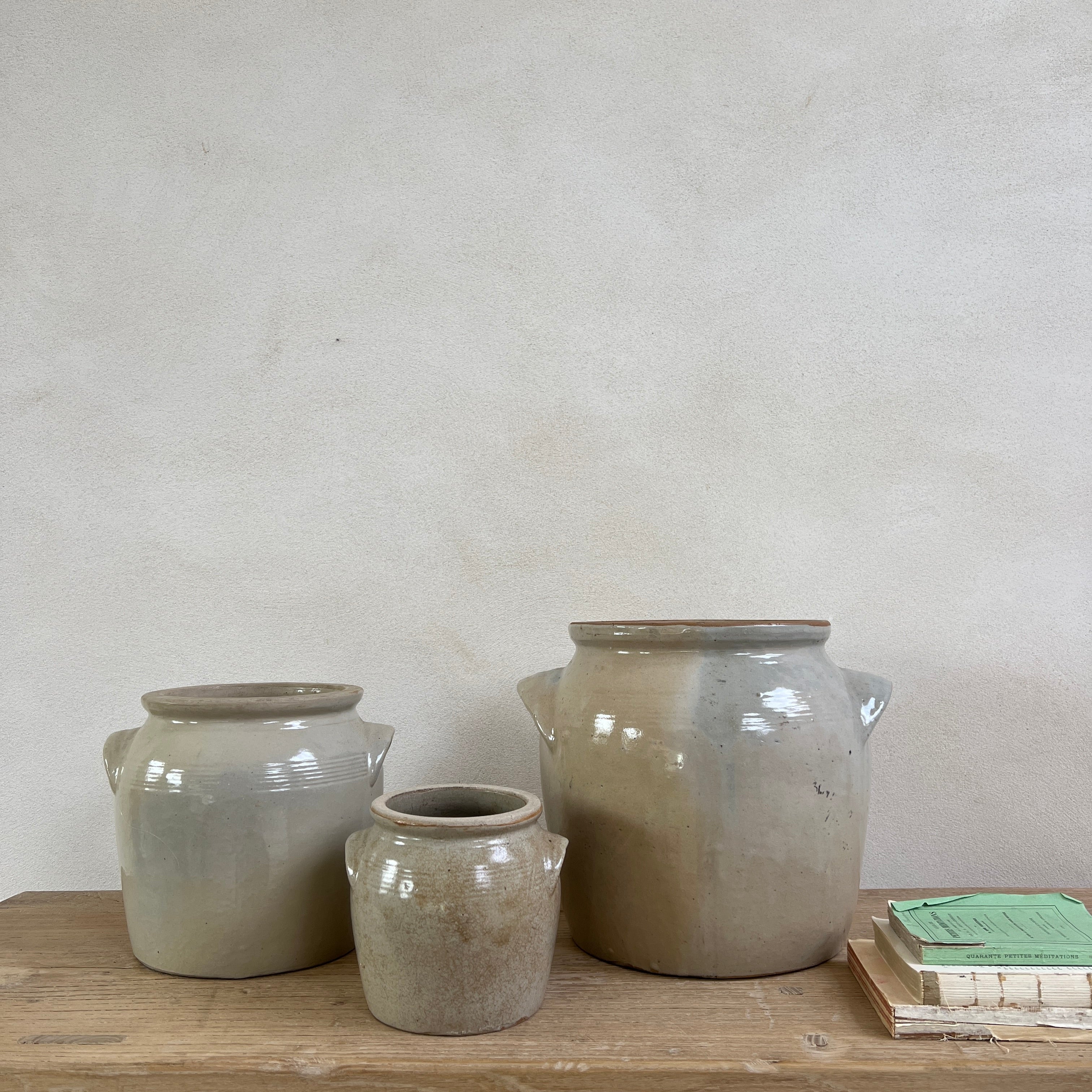 Vintage French confit preserve pots | lug handle