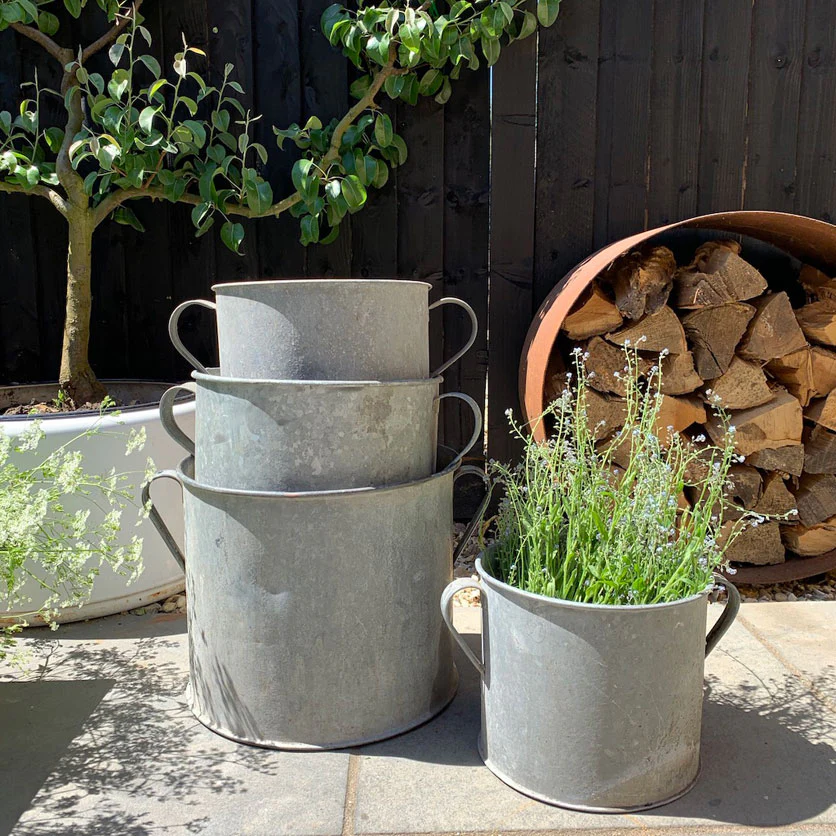 Vintage Galvanised Metal Garden Planter - Image 3