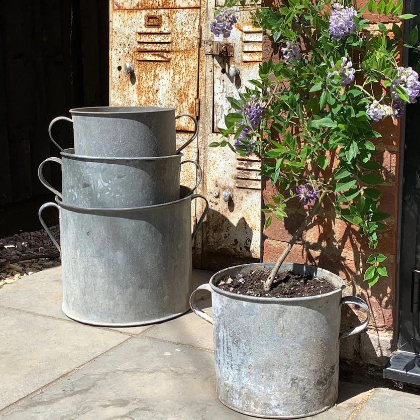 Vintage Galvanised Metal Garden Planter - Image 4