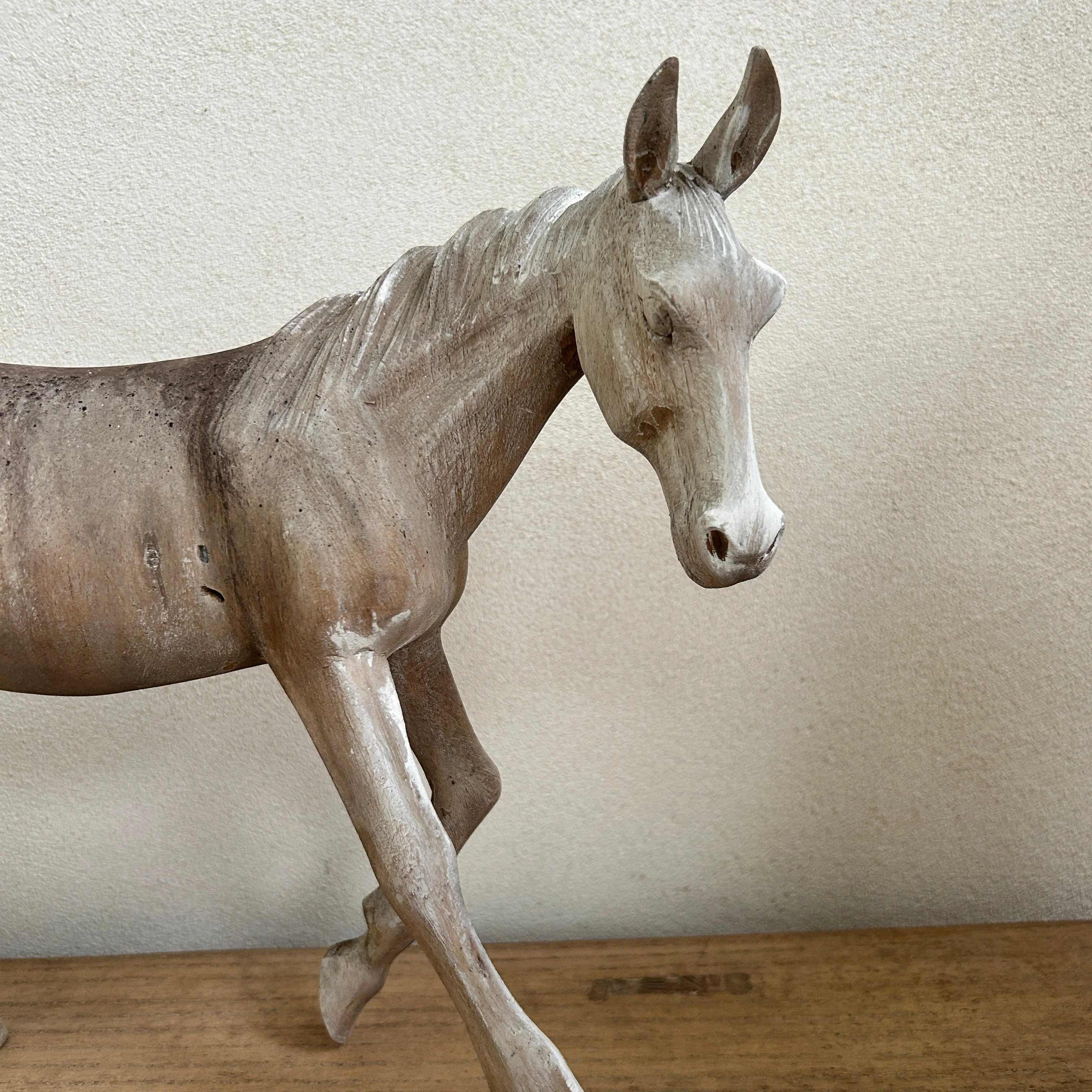 Vintage hand-carved wooden horse