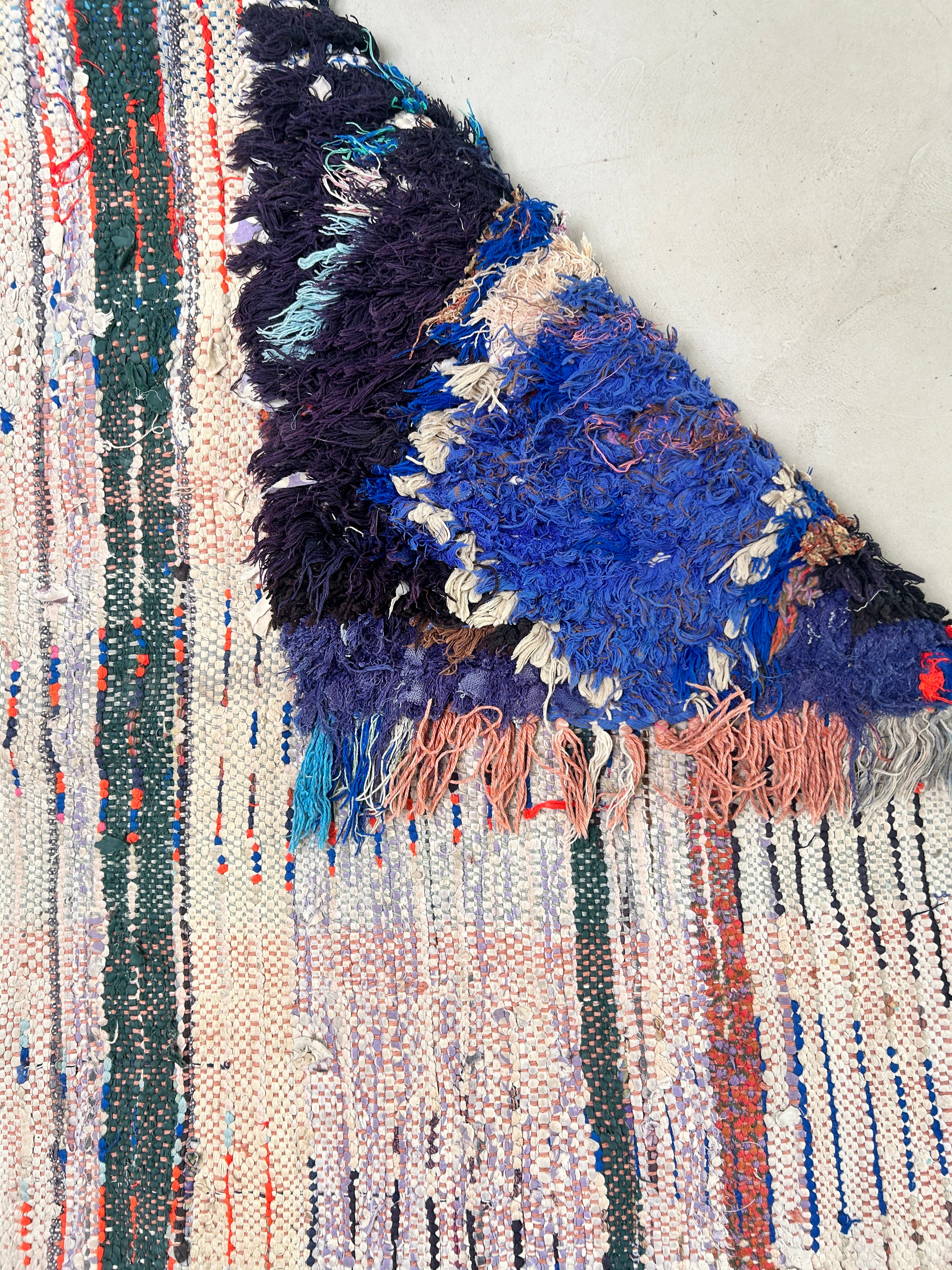 Vintage Moroccan Handmade Tuffed Rag Rug | 232 X 115 - Image 2