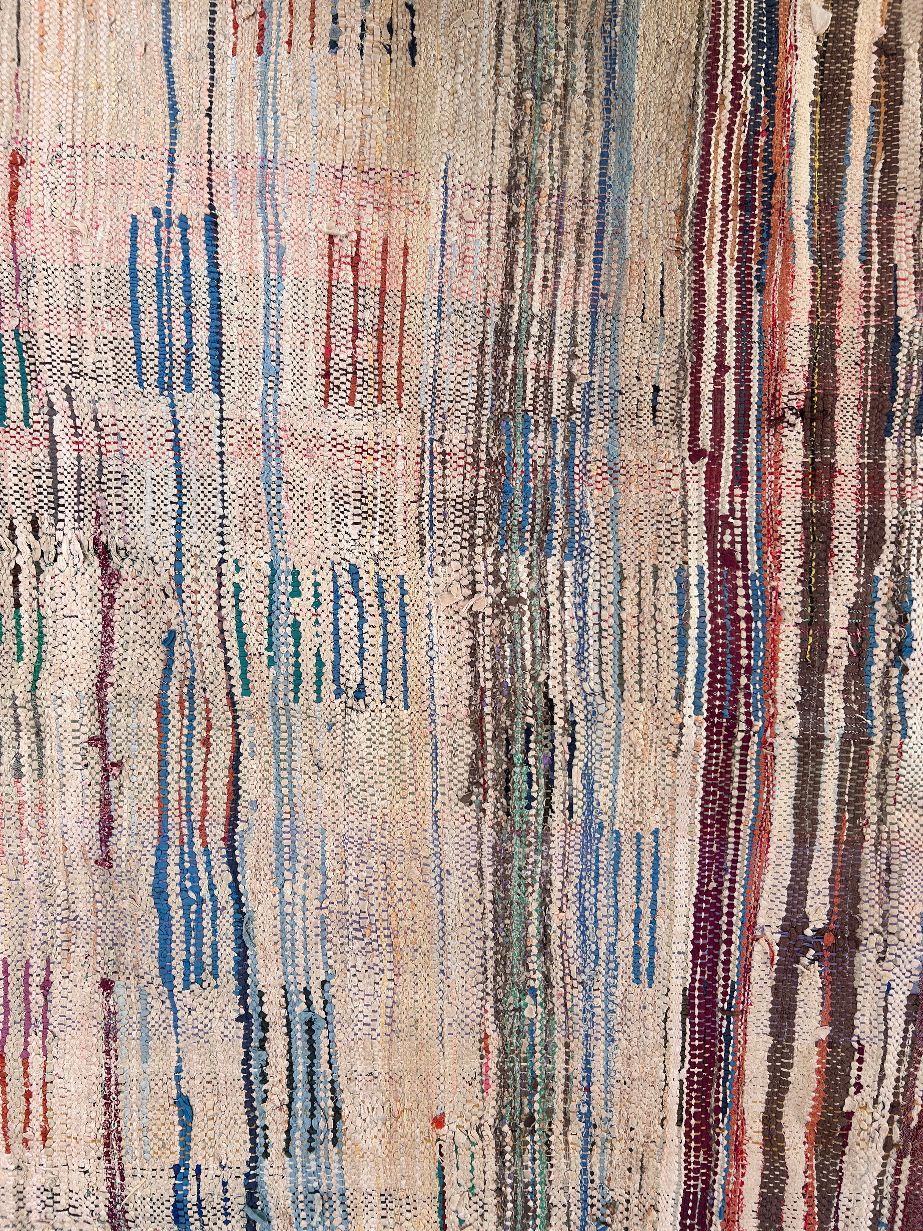 Vintage Moroccan Handmade Tuffed Rag Rug | 232 X 115 - Image 3