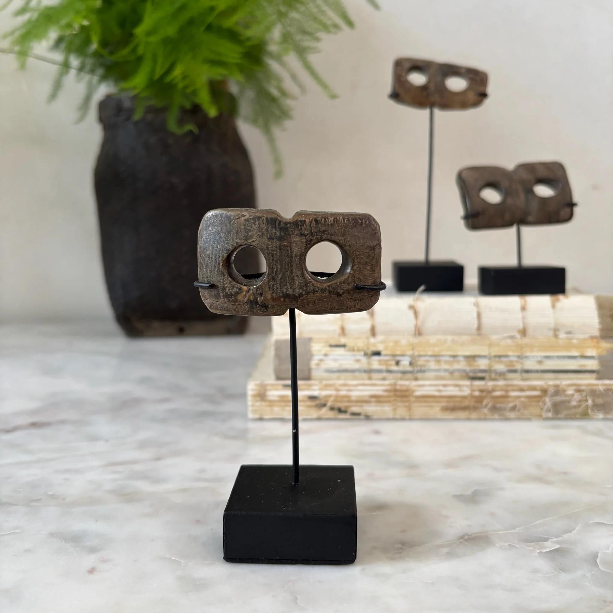 Vintage horn toggle buttons on stands | Set of 3 - Image 4