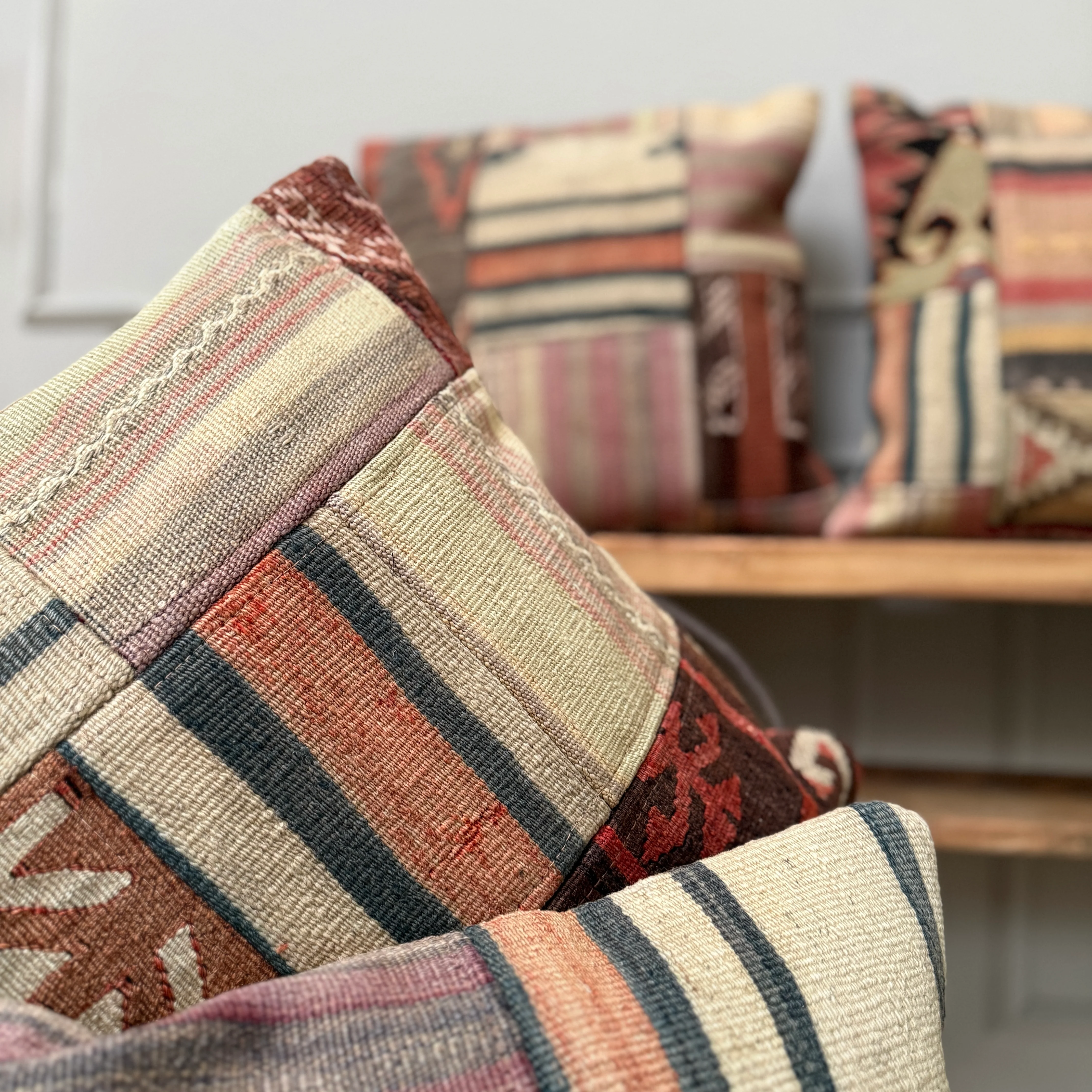 Vintage kilim patchwork cushion 50x50cm | Meryam - Image 3