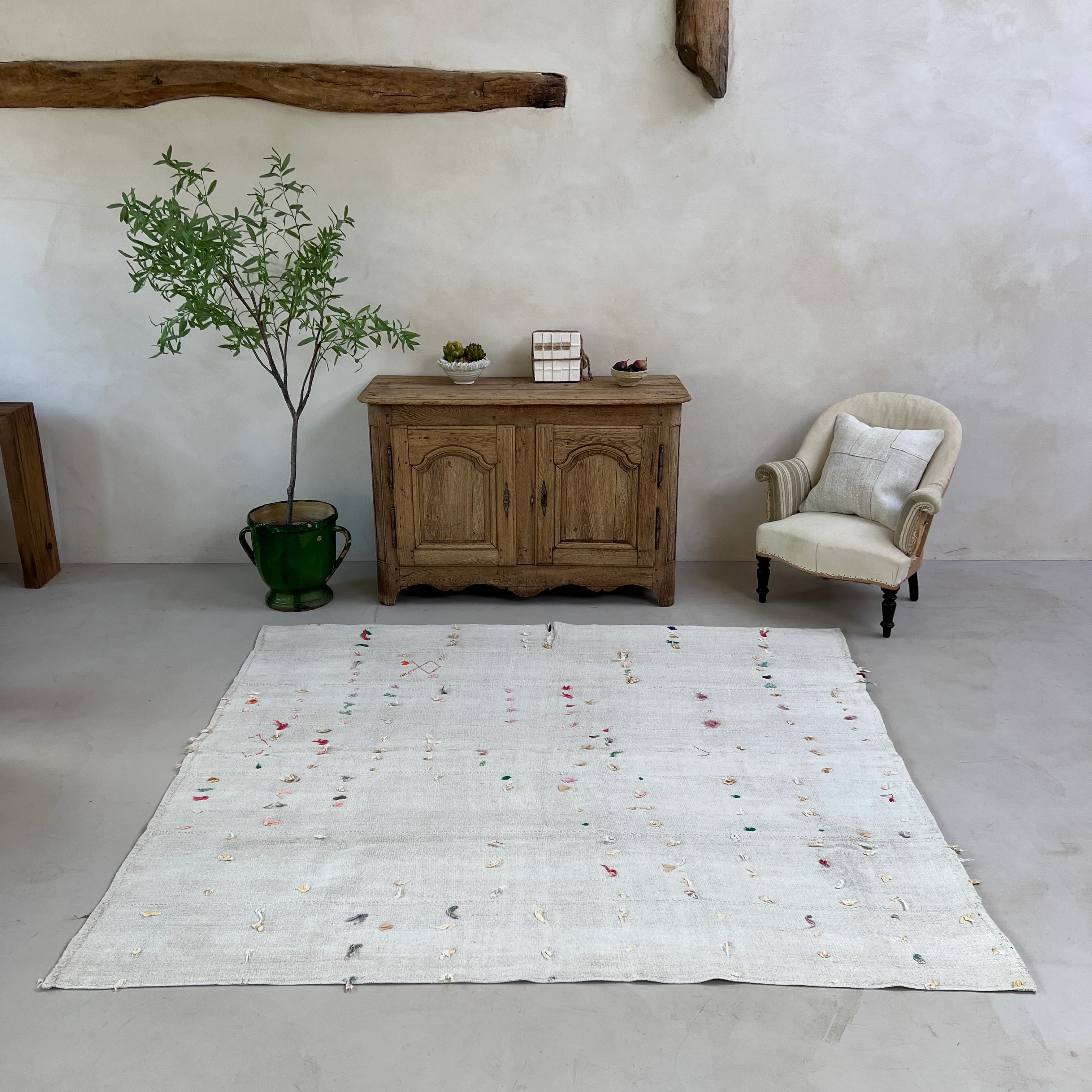 Vintage linen area rug No:10, 205cm x 230cm - Image 3