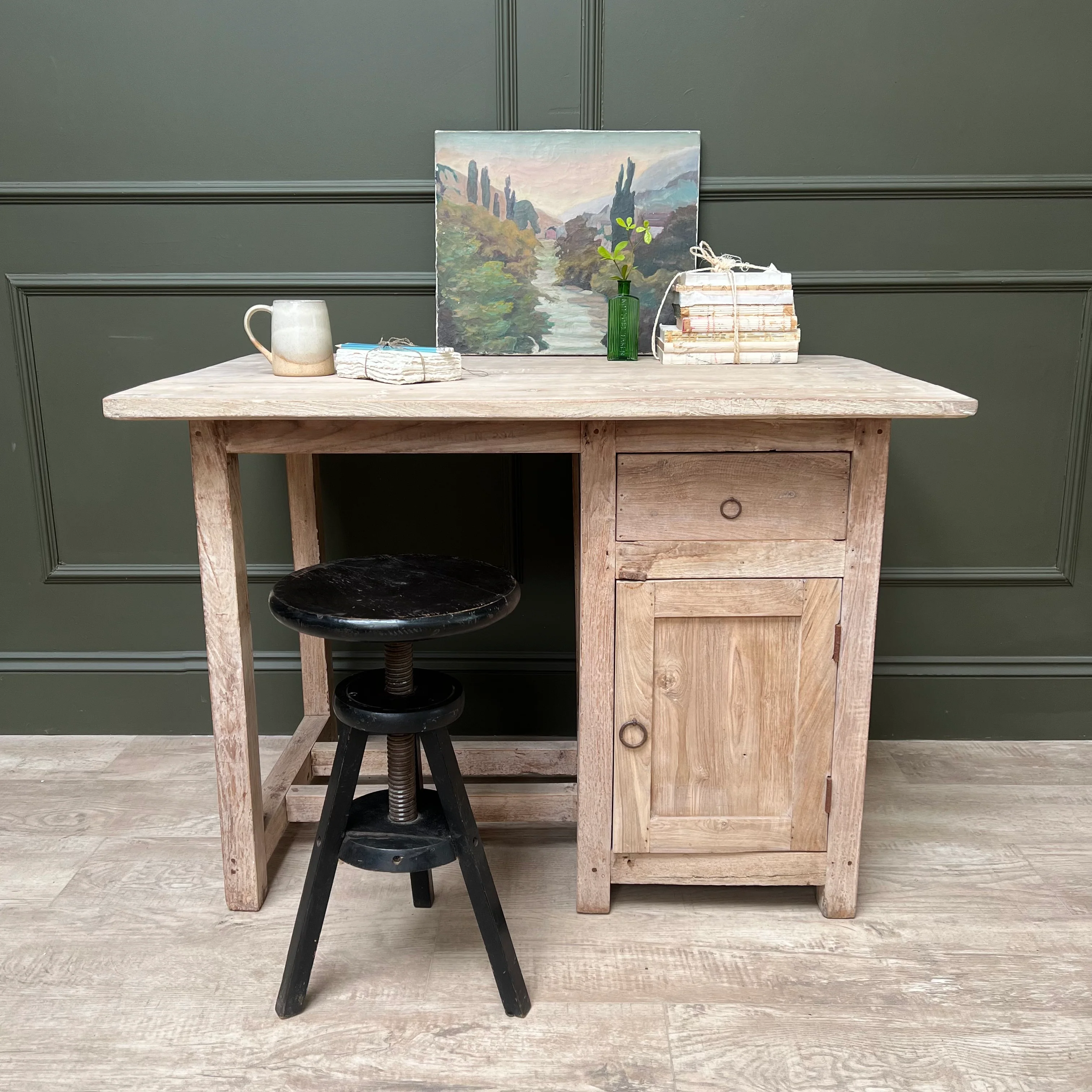 Vintage Pale Wood Desk | Elise