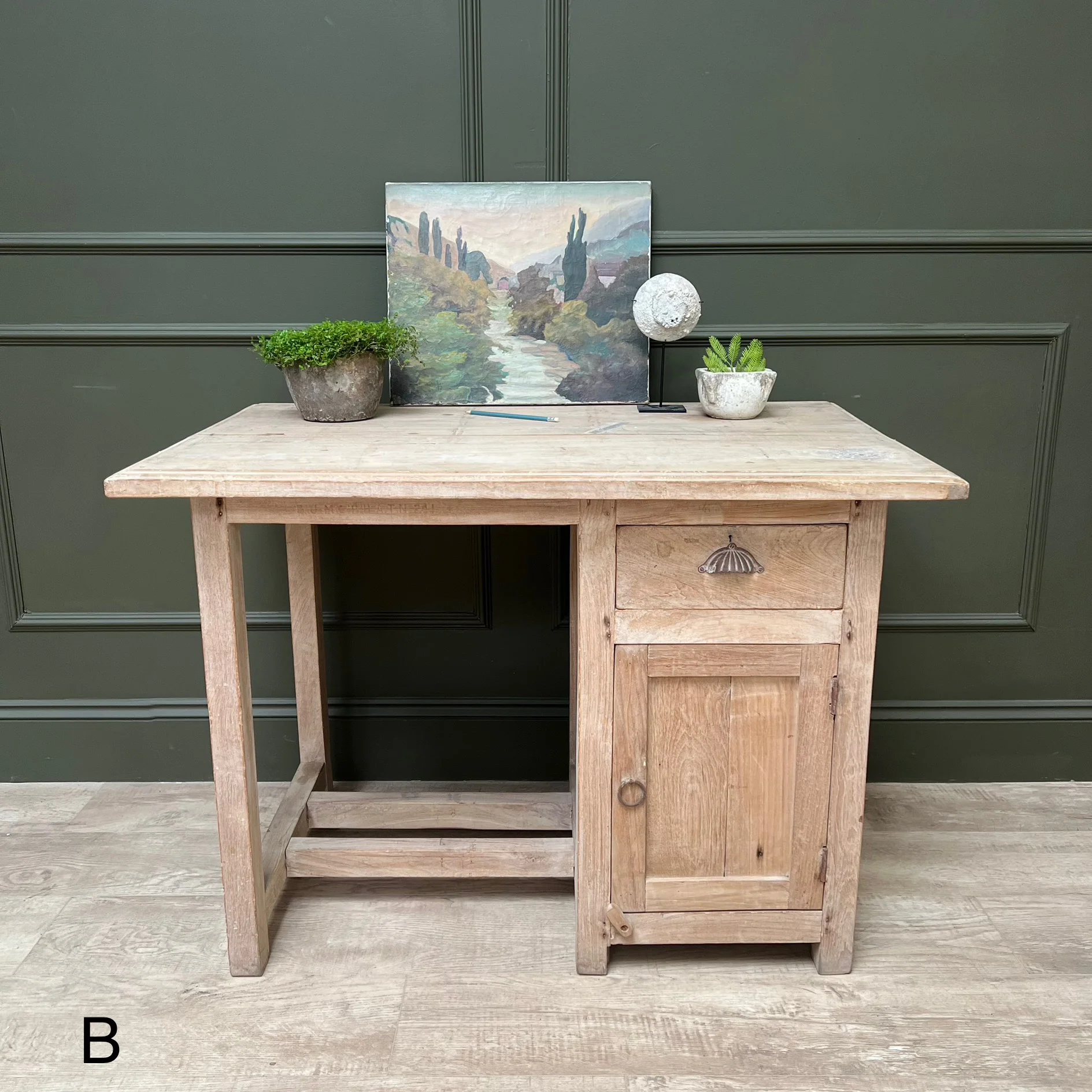 Vintage Pale Wood Desk | Elise - Image 12