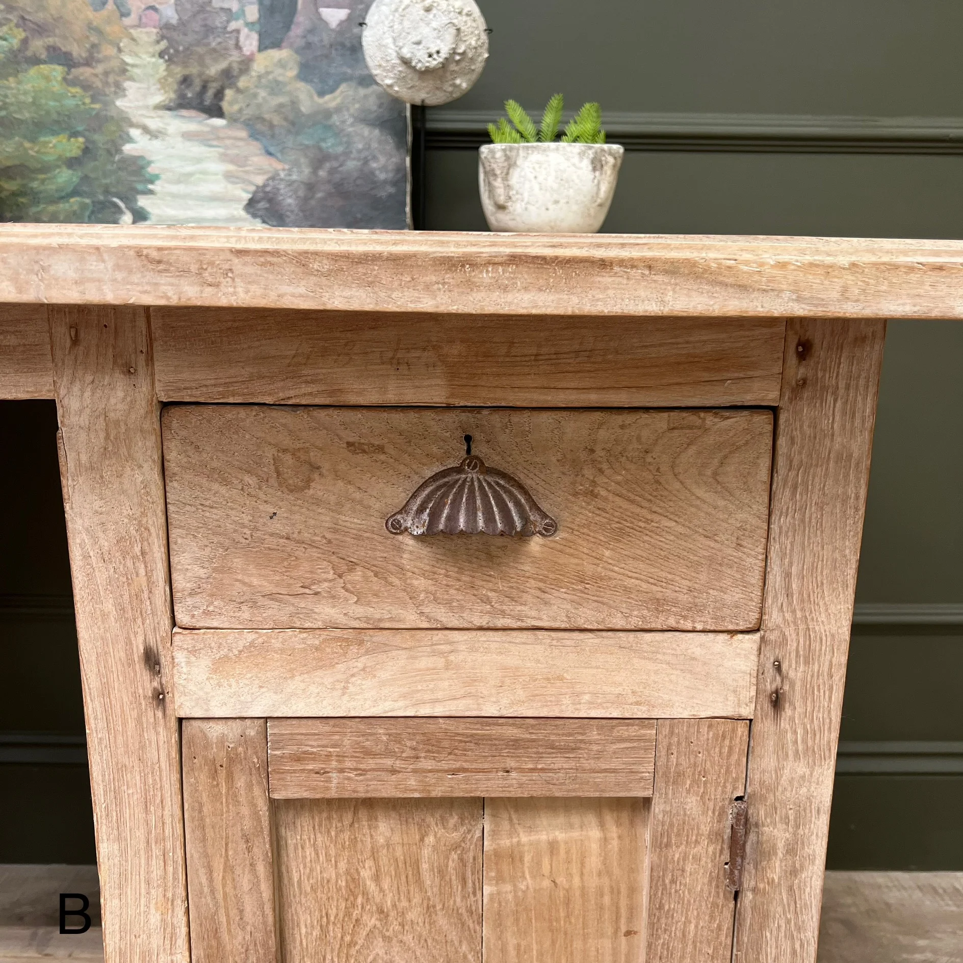 Vintage Pale Wood Desk | Elise - Image 13