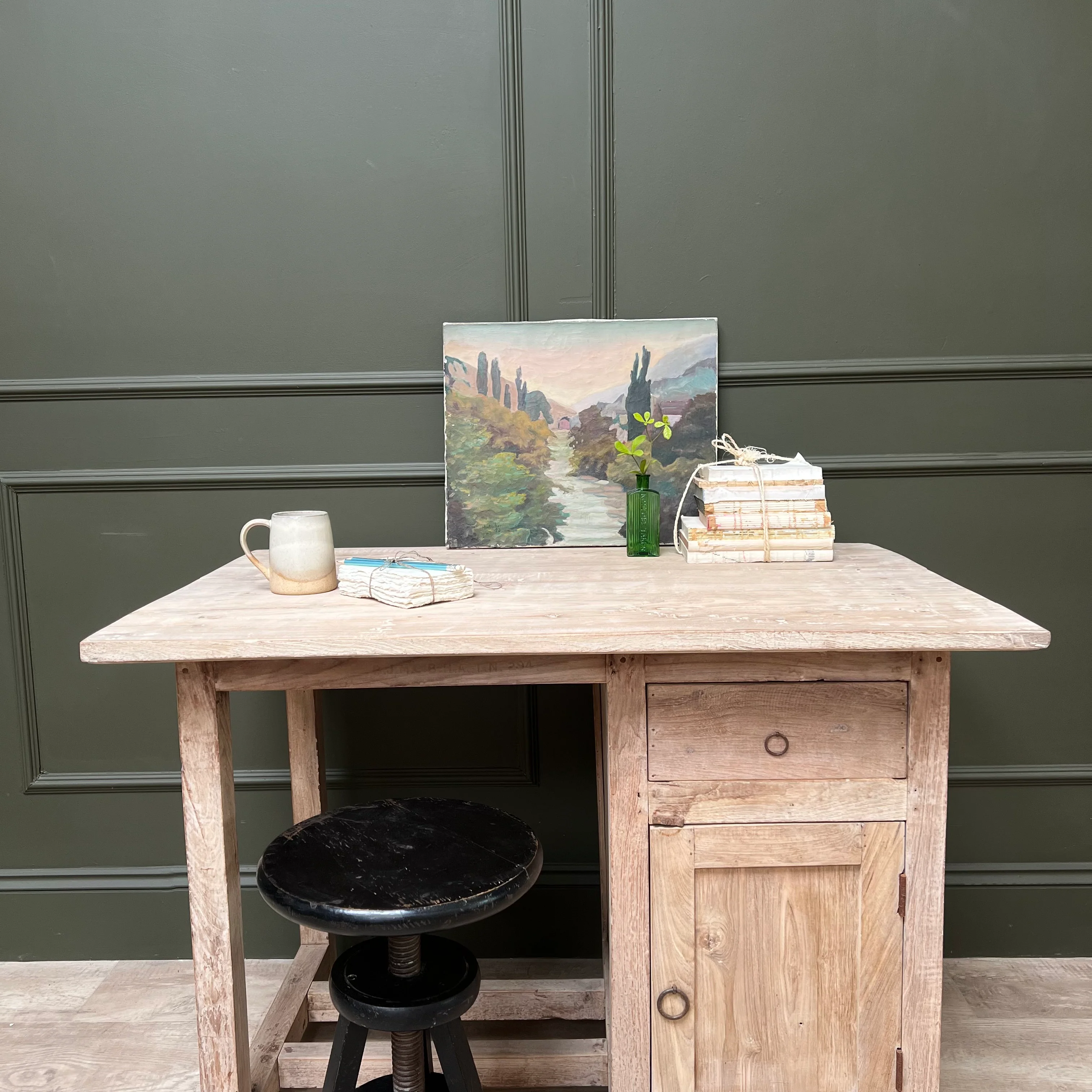 Vintage Pale Wood Desk | Elise - Image 3