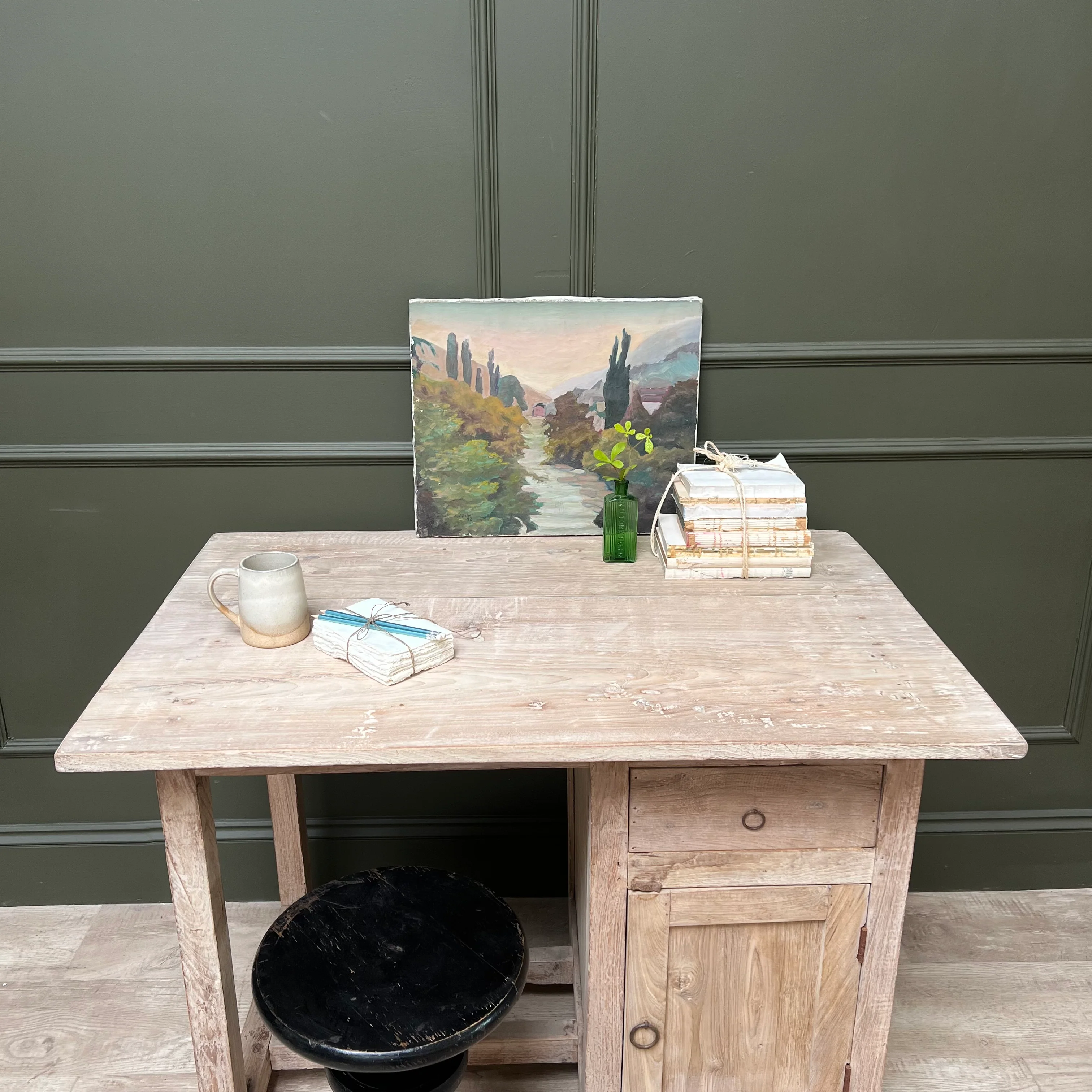 Vintage Pale Wood Desk | Elise - Image 4