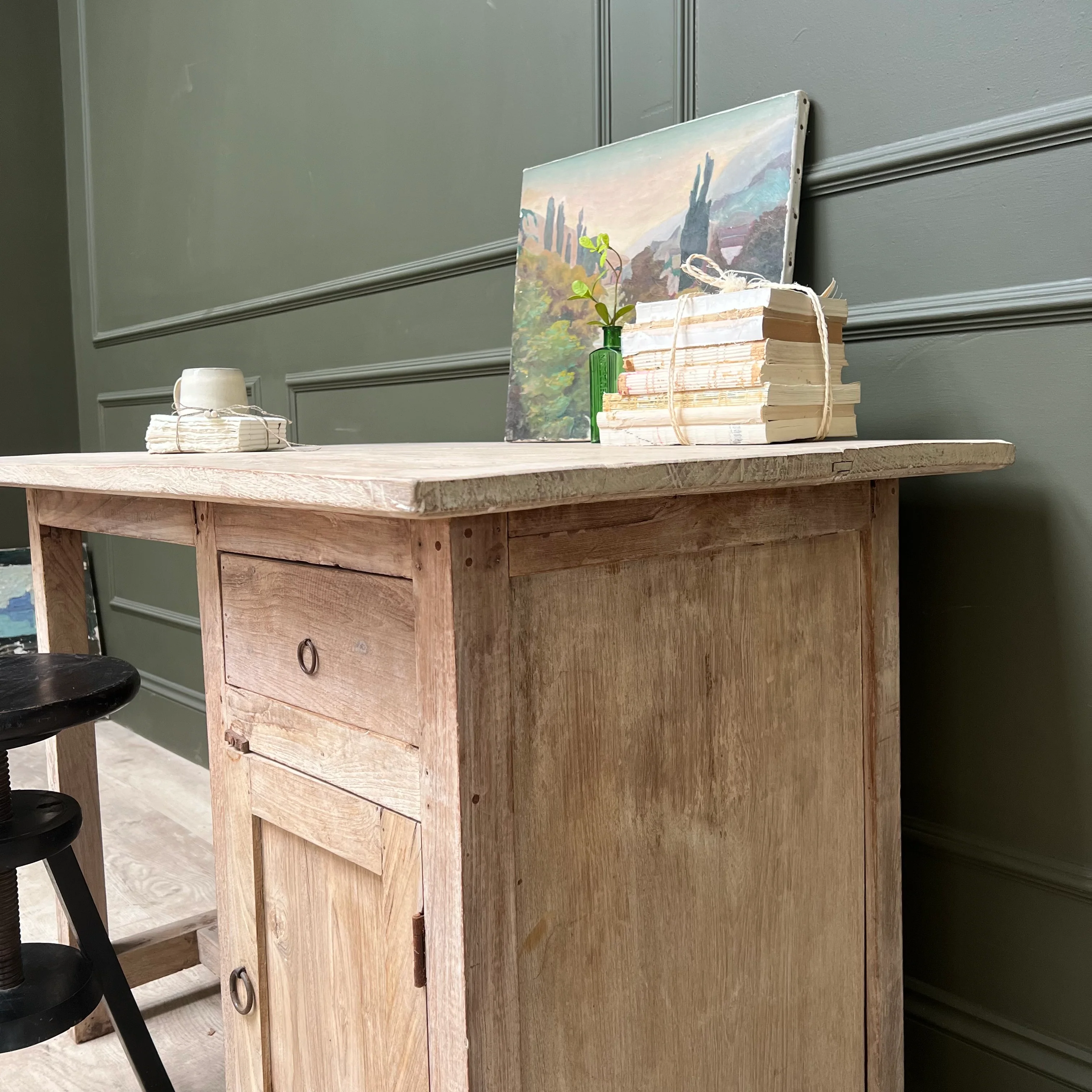 Vintage Pale Wood Desk | Elise - Image 6