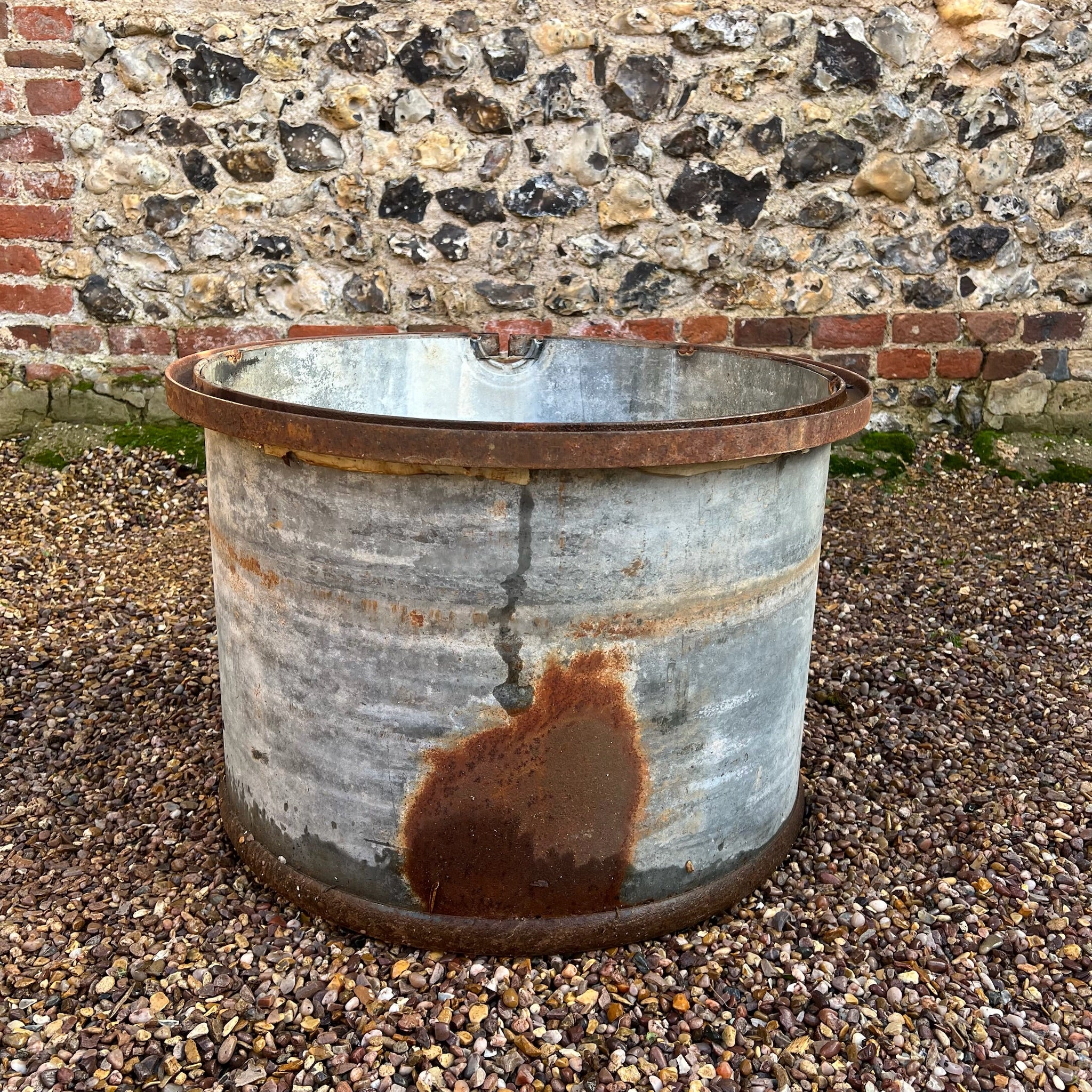 Vintage Round Galvanised Olive Tree Planter - Image 5