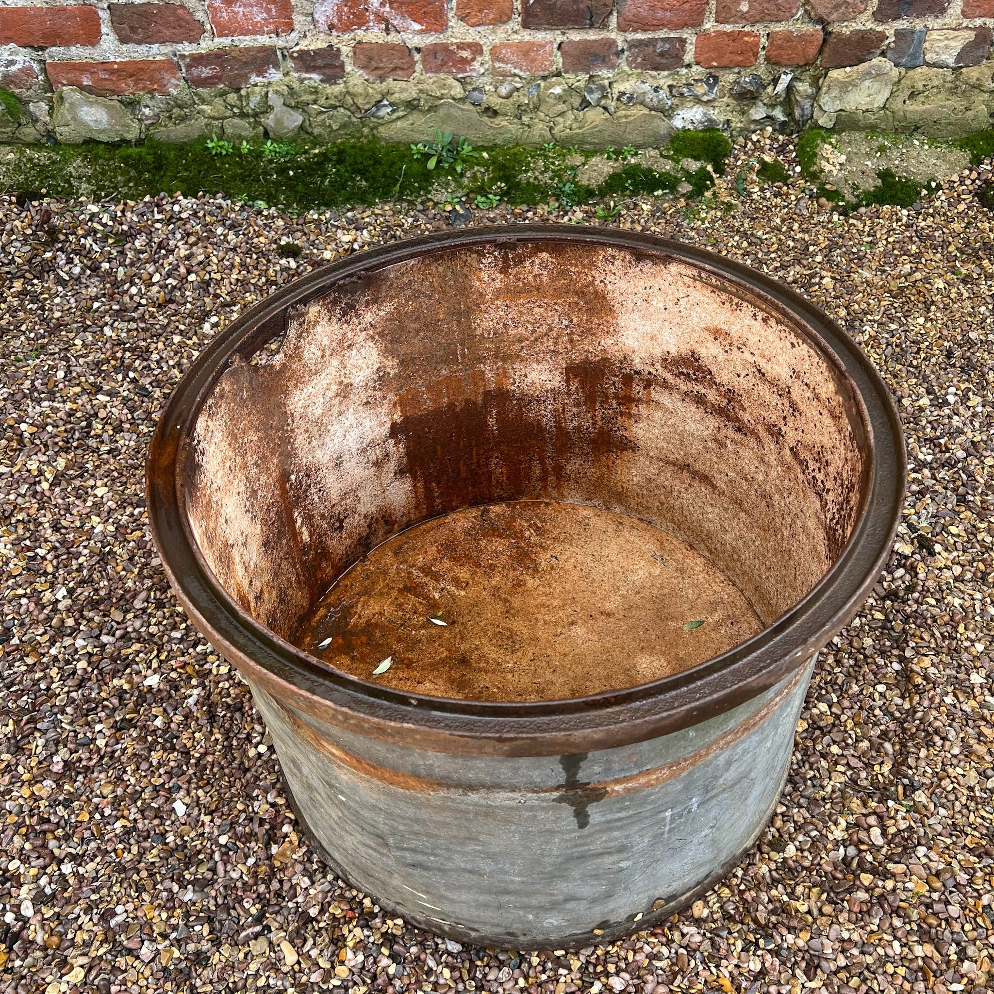 Vintage Round Galvanised Olive Tree Planter - Image 7