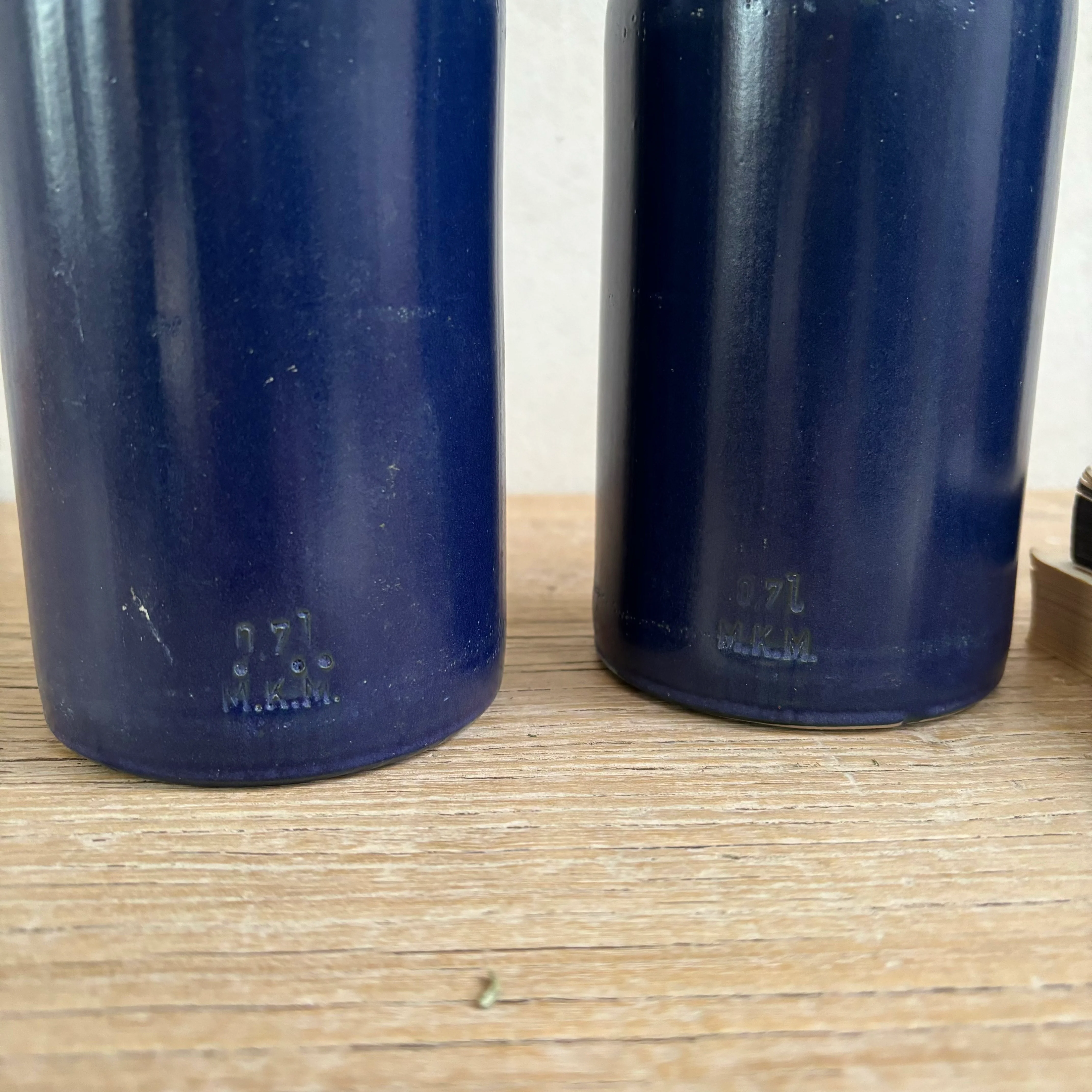 Vintage Stoneware Blue Glaze Bottles - Image 4
