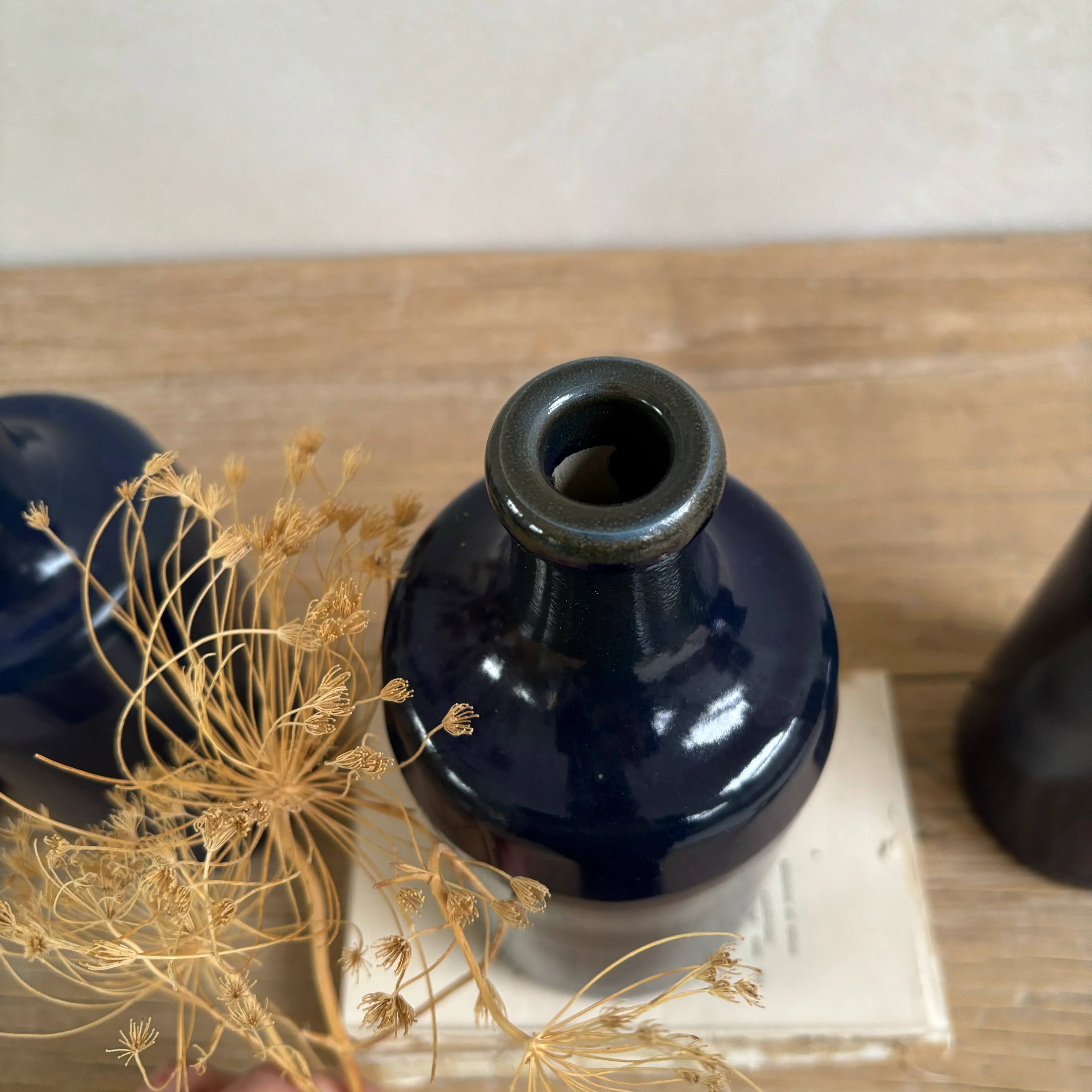 Vintage Stoneware Blue Glaze Bottles - Image 6