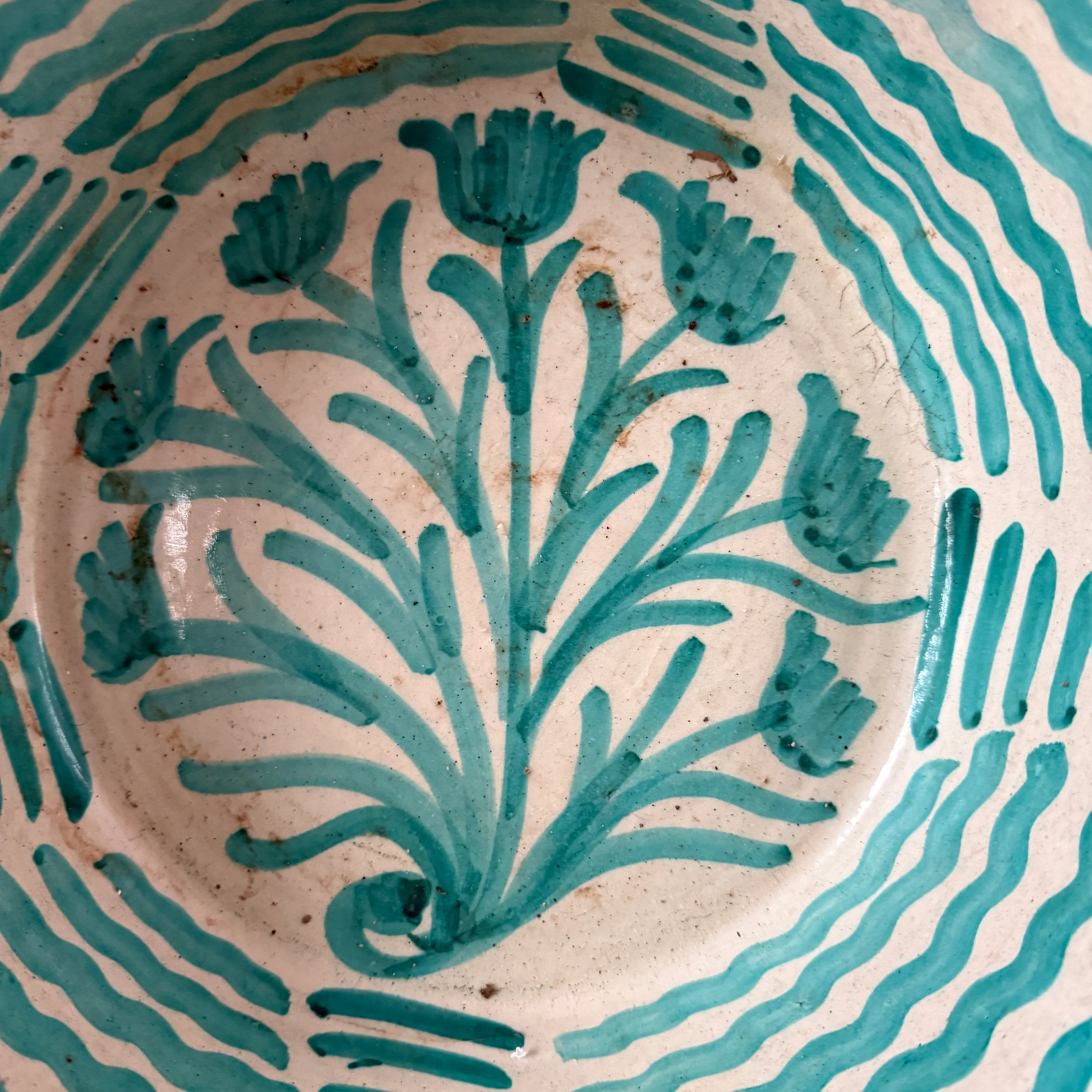 Vintage turquiose embelished bowl from Fez - Image 15