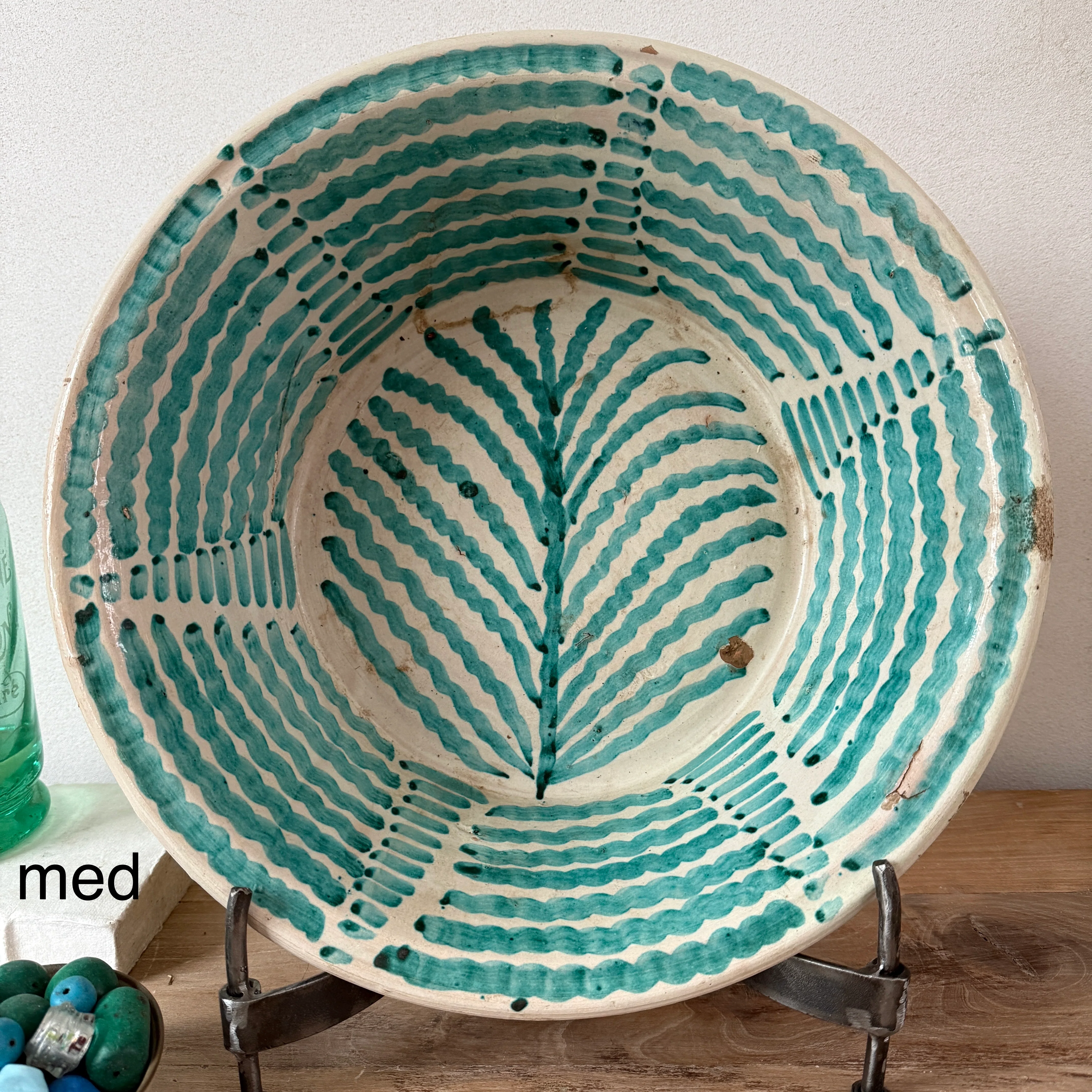Vintage turquiose embelished bowl from Fez - Image 2
