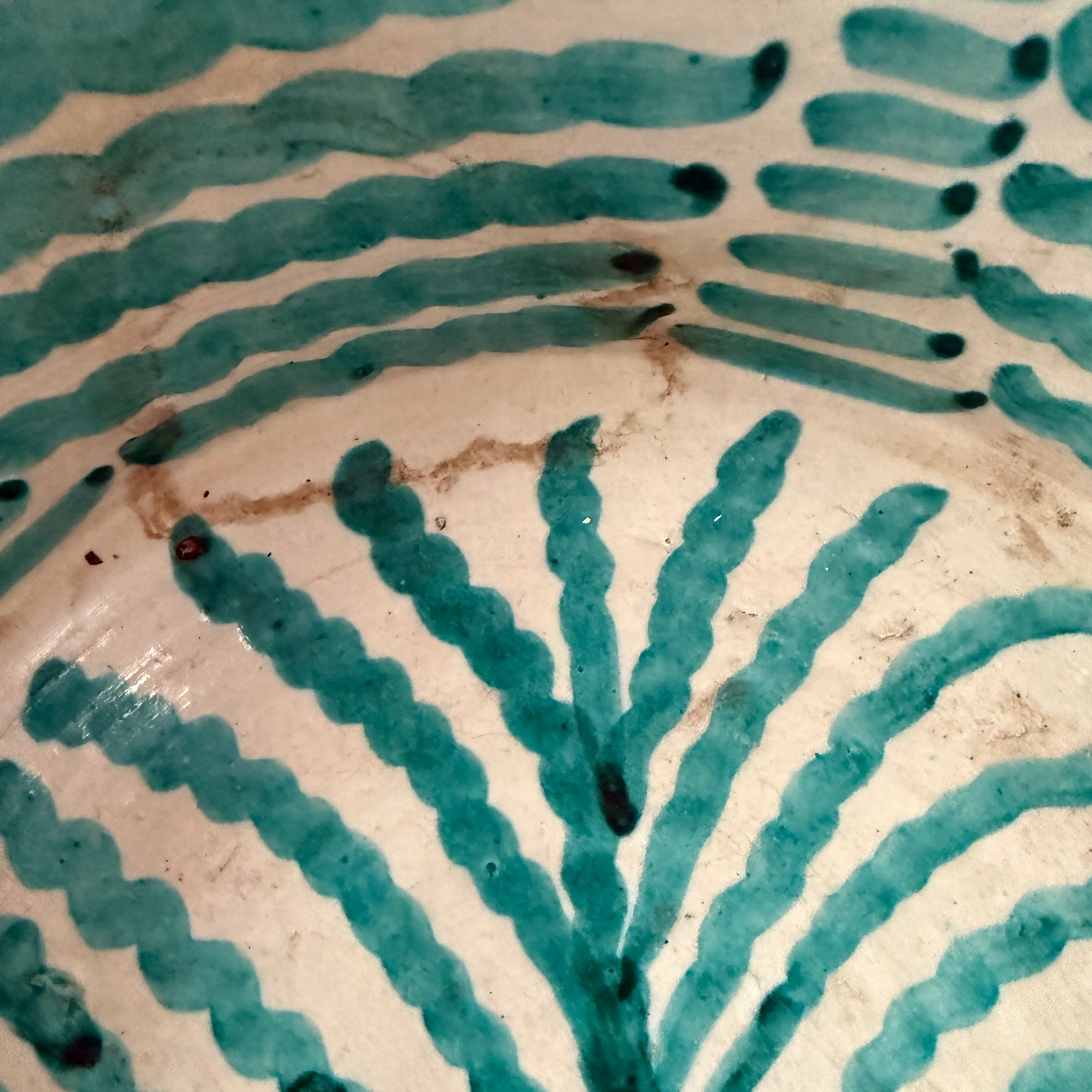 Vintage turquiose embelished bowl from Fez - Image 5