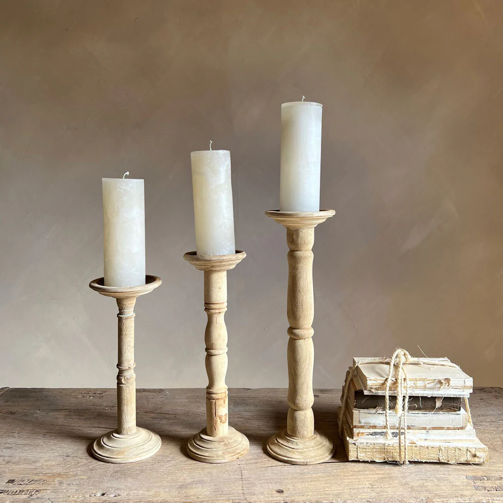 Vintage wooden candle holder M | 32-37cm - Image 3