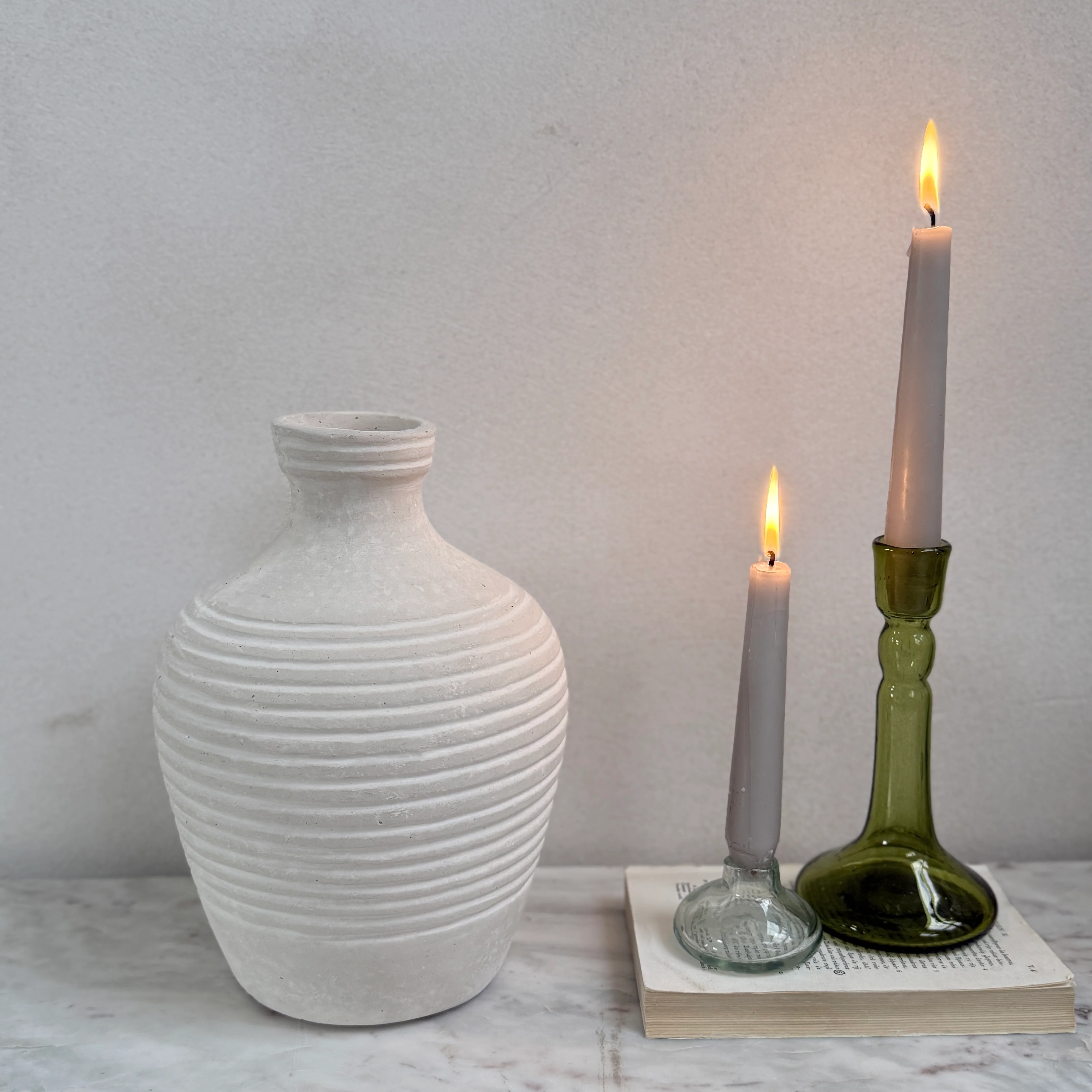 White Carved Stone-Effect Natural Organic Vase | Mai - Image 3