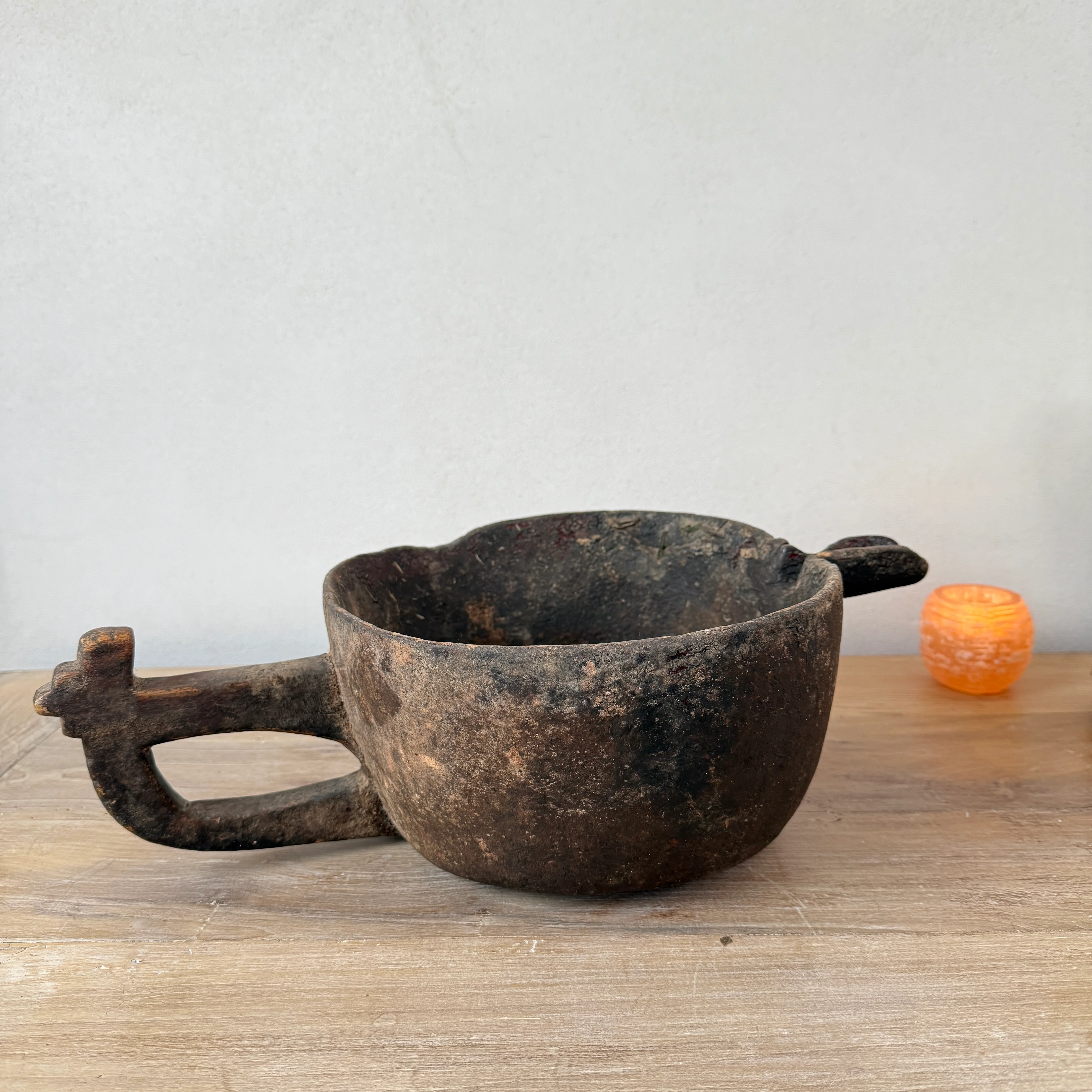 Wooden Antique Berber Spouted Bowl - Image 2