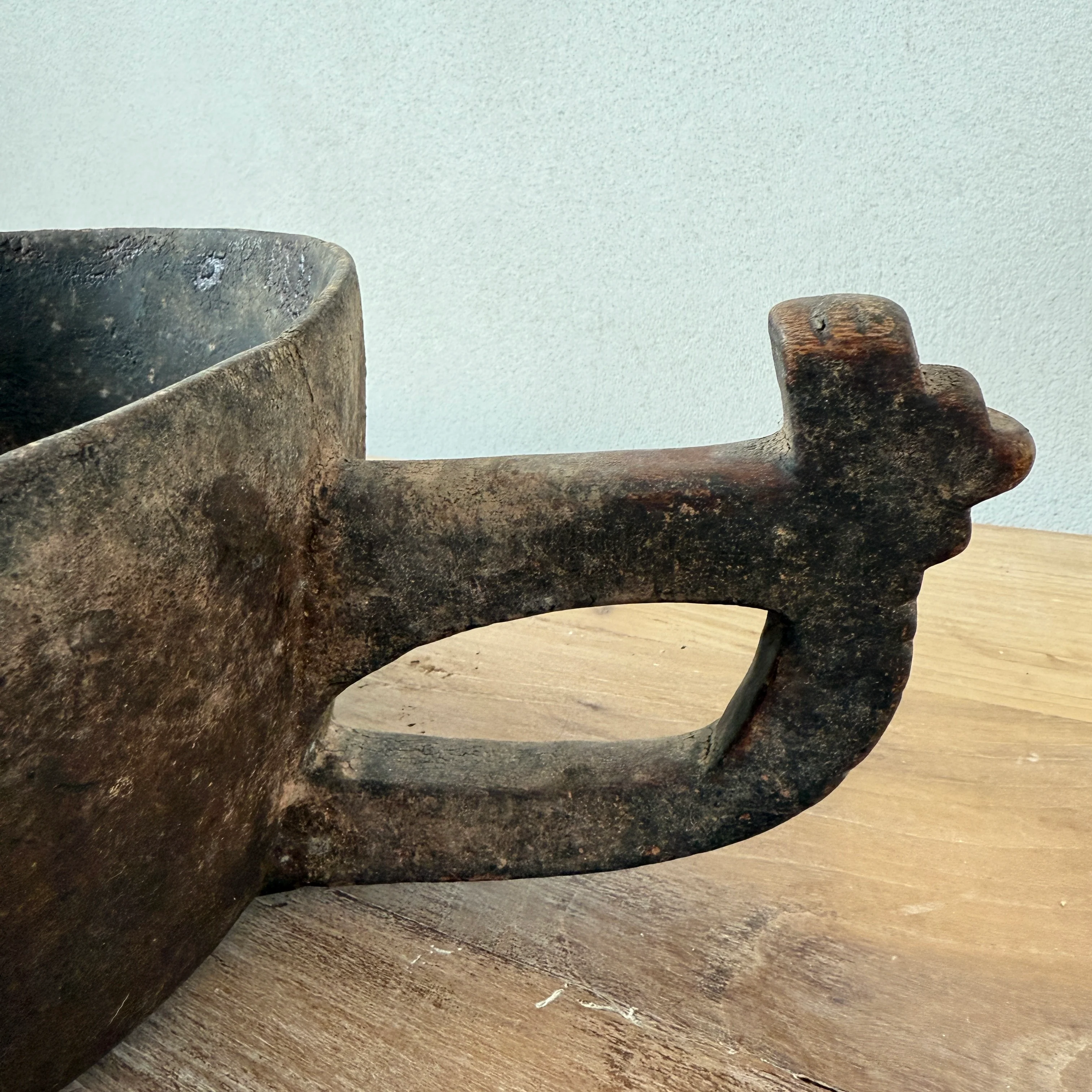 Wooden Antique Berber Spouted Bowl - Image 4