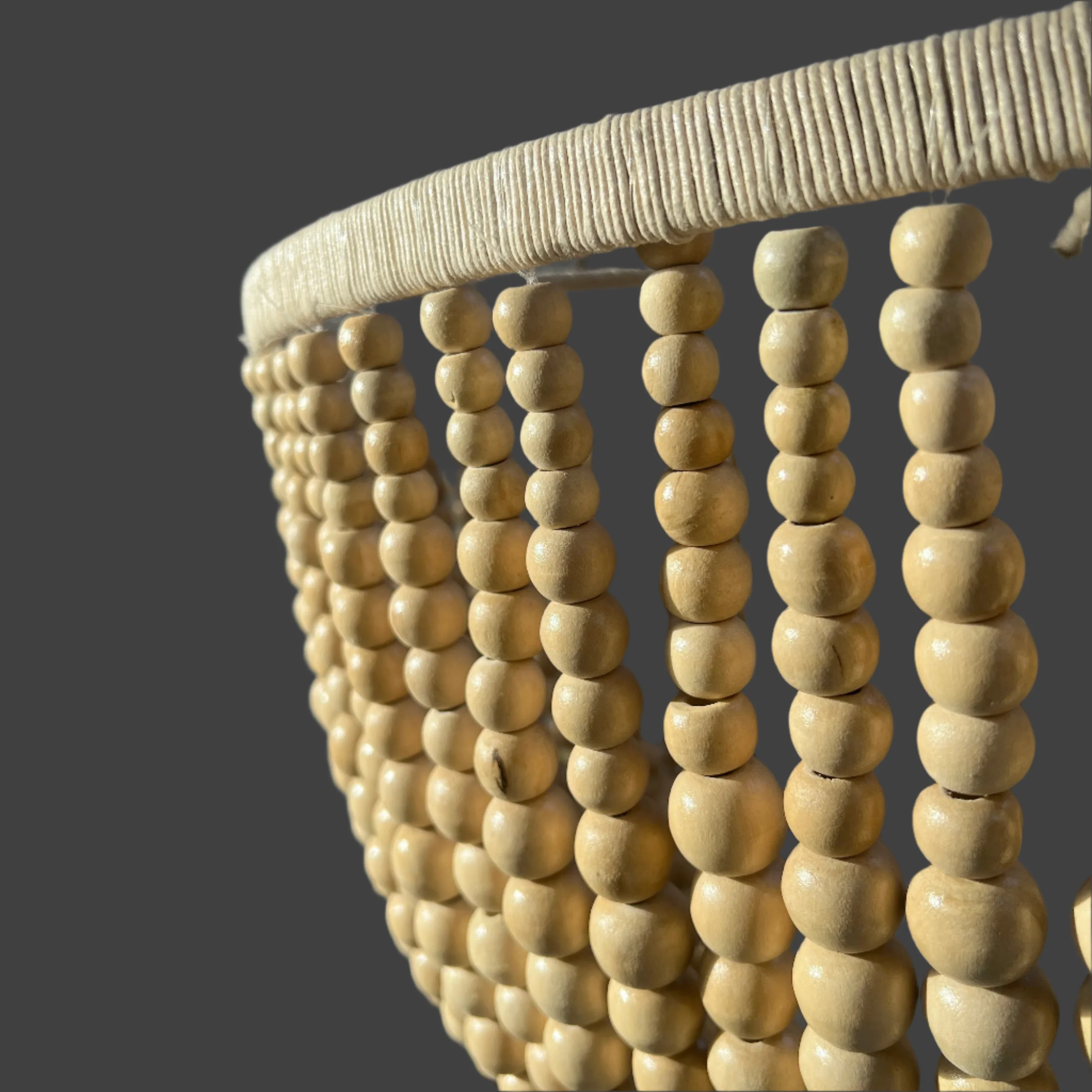 Wooden bead chandelier natural - Image 6