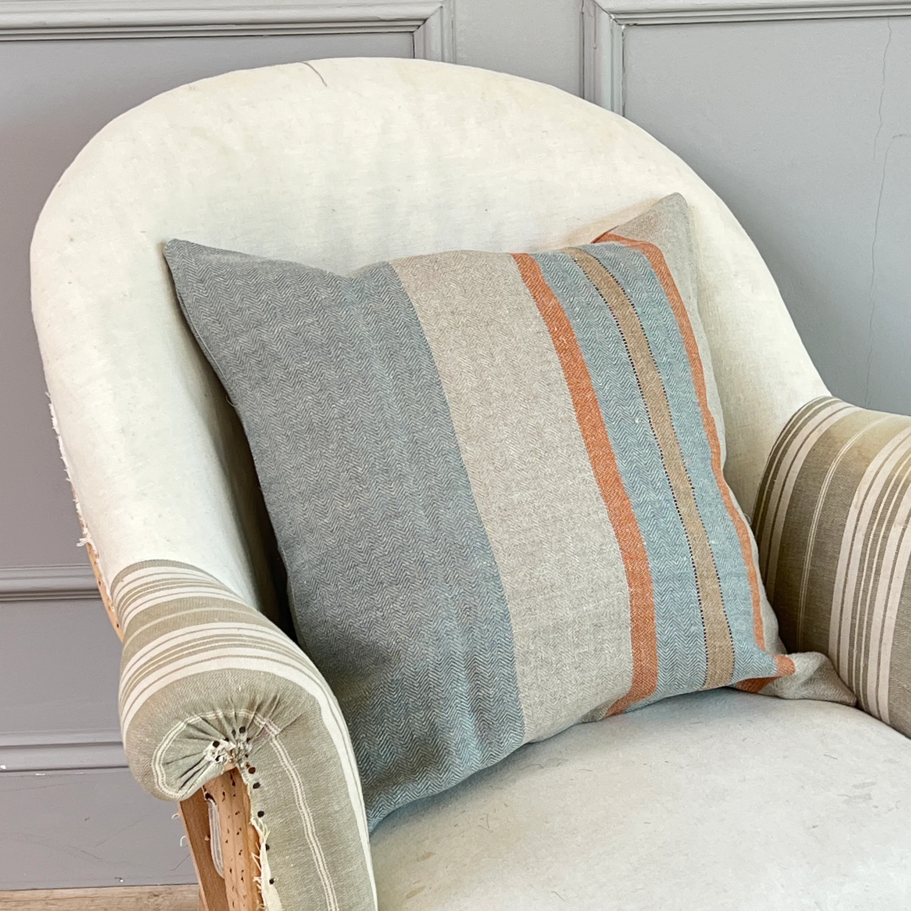 Woven Linen Cushion | Multi Stripe - Image 3