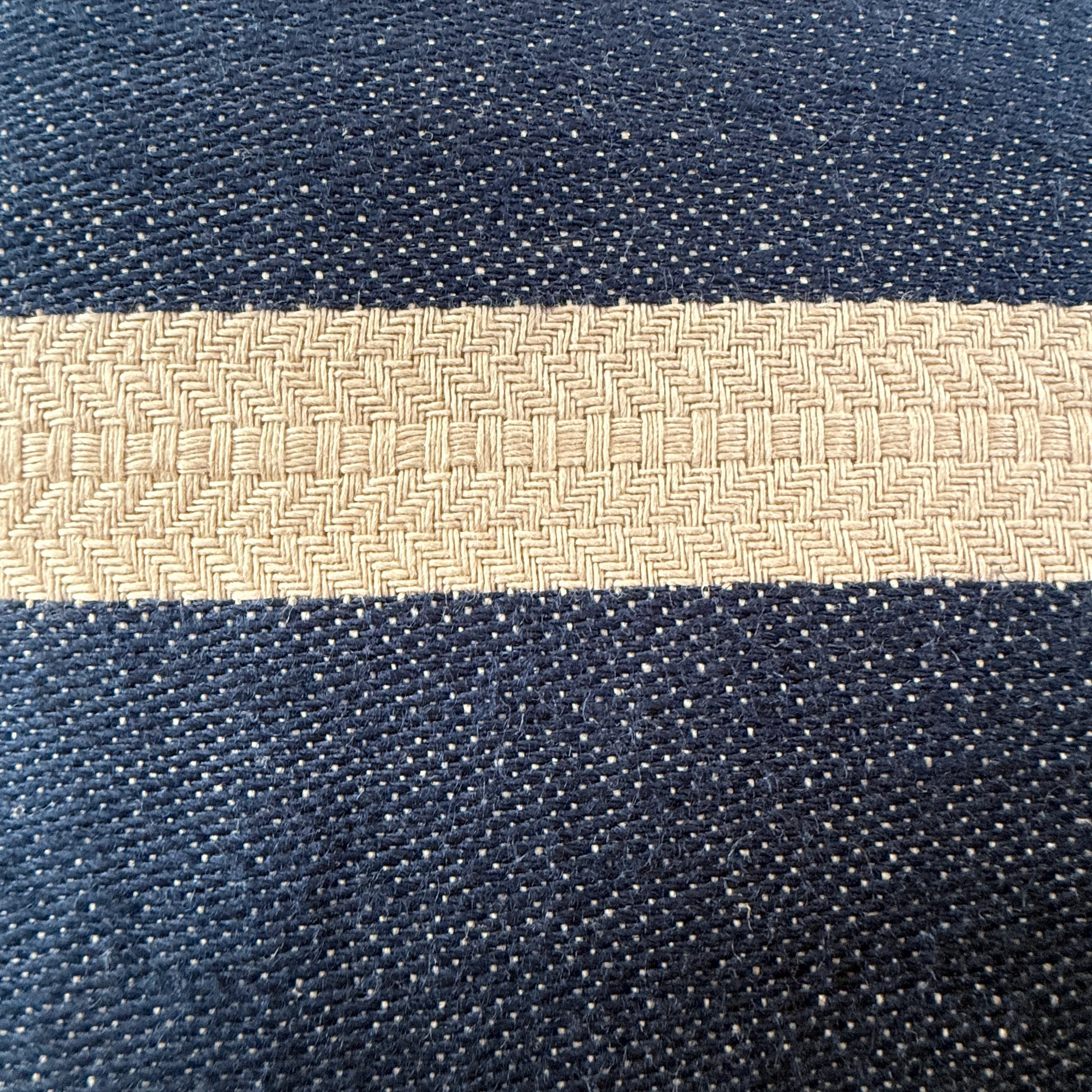 Woven Linen Cushion | Indigo Ochre Stripe - Image 4
