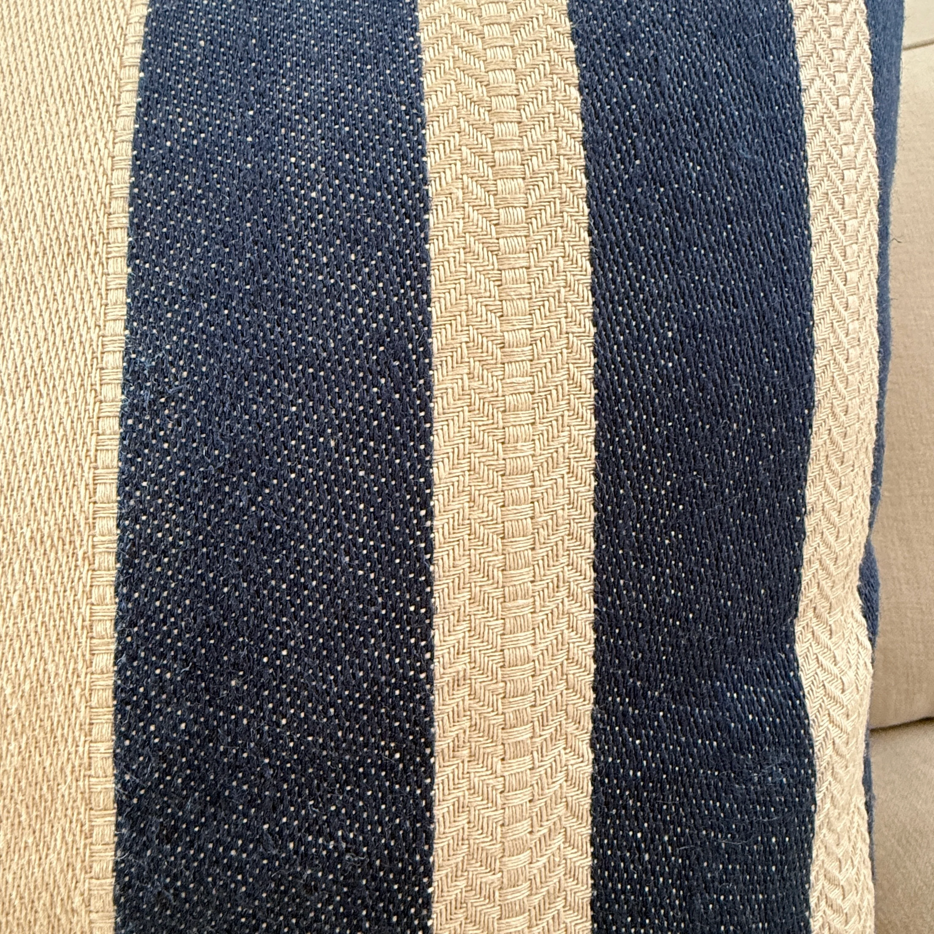 Woven Linen Cushion | Indigo Ochre Stripe - Image 6